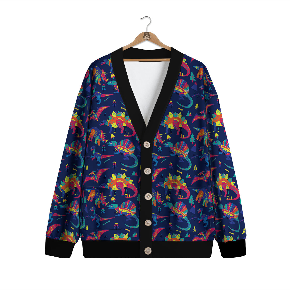 Dinosaurs Cute Colorful Print Pattern Cardigan-grizzshop