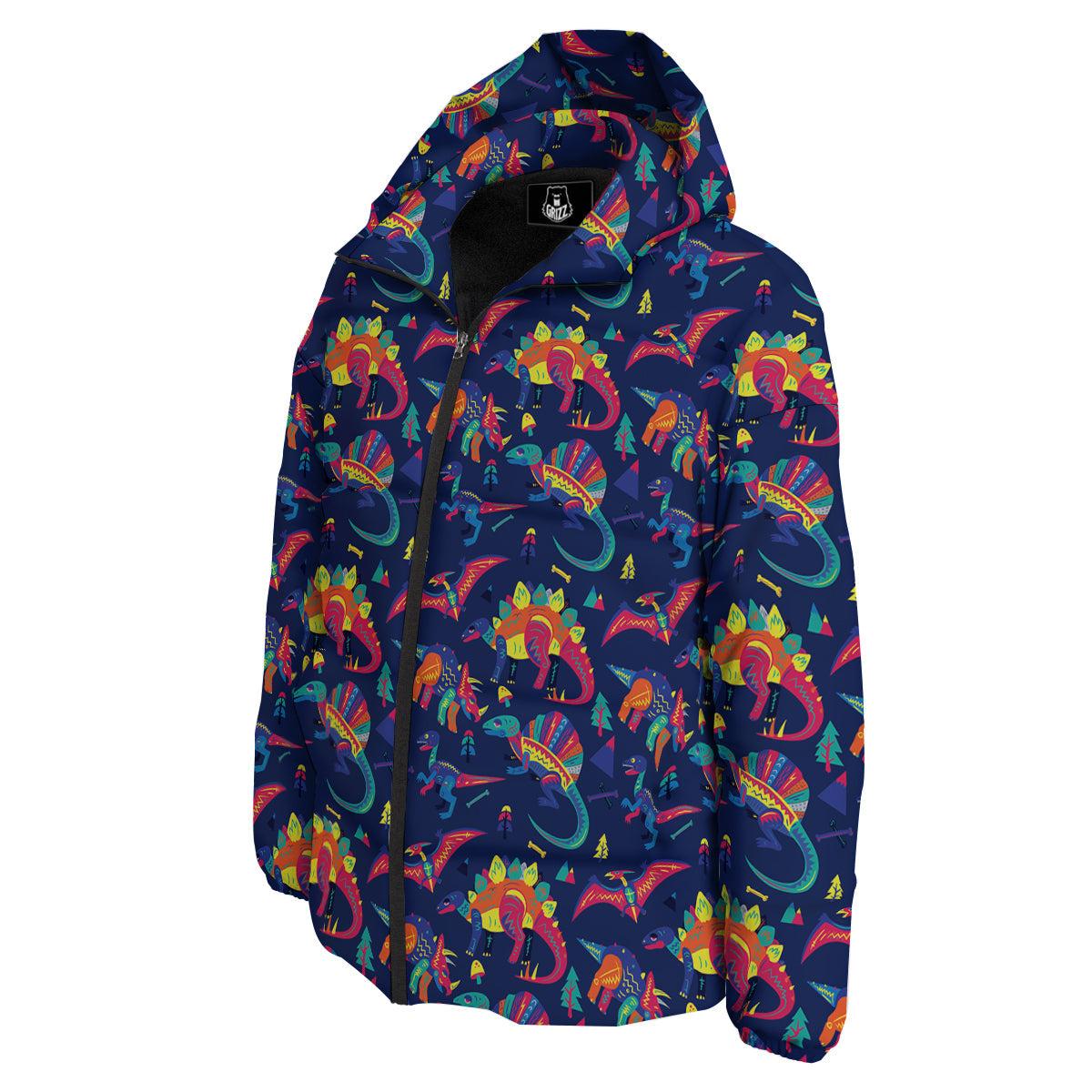 Dinosaurs Cute Colorful Print Pattern Down Jacket-grizzshop