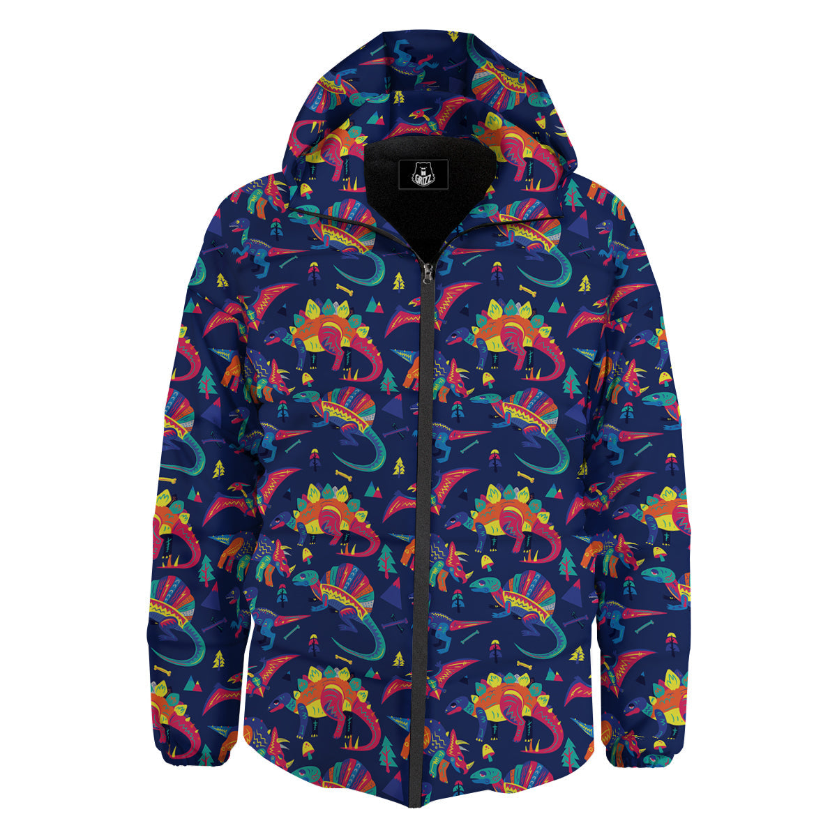 Dinosaurs Cute Colorful Print Pattern Down Jacket-grizzshop