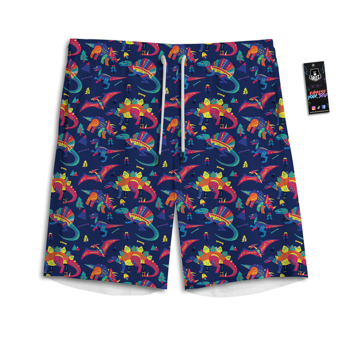 Dinosaurs Cute Colorful Print Pattern Men's Athletic Shorts
