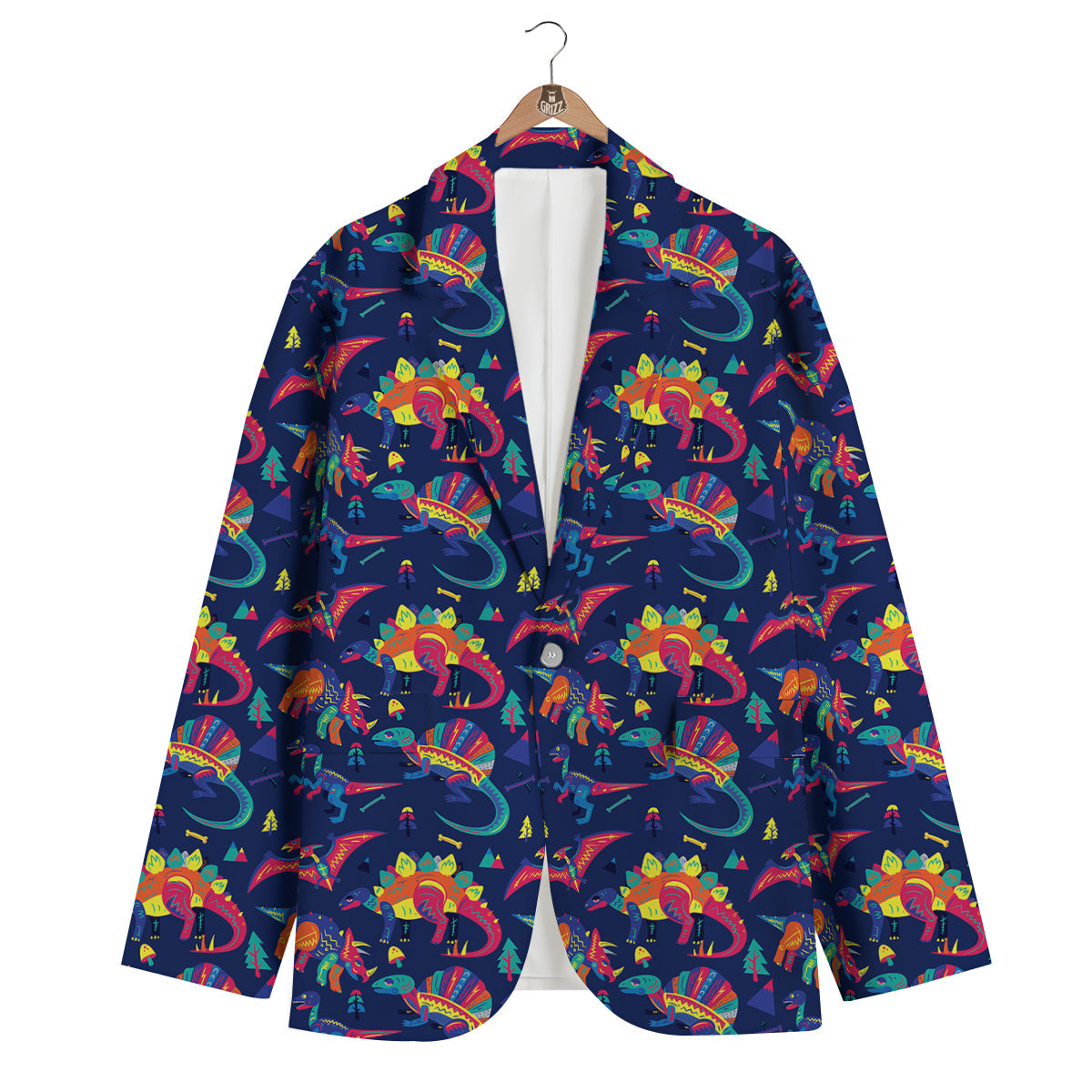 Dinosaurs Cute Colorful Print Pattern Men's Blazer-grizzshop