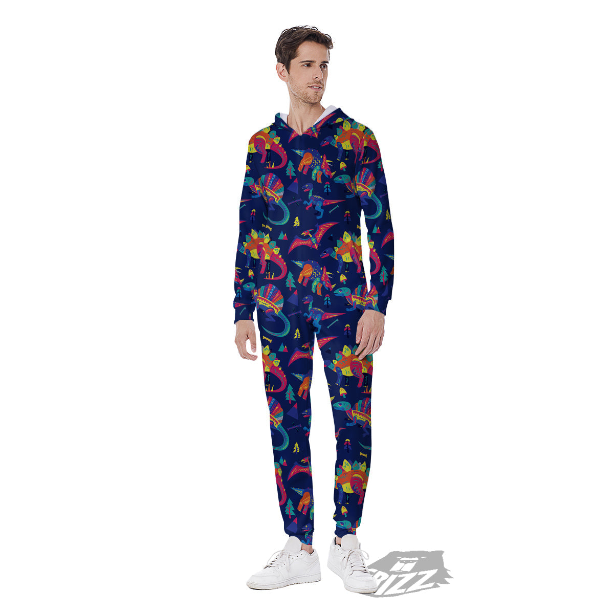 Dinosaurs Cute Colorful Print Pattern Men's Jumpsuit-grizzshop