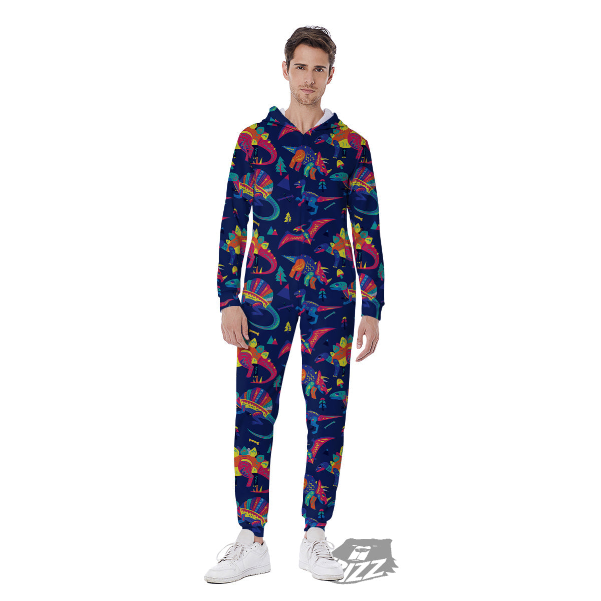 Dinosaurs Cute Colorful Print Pattern Men's Jumpsuit-grizzshop