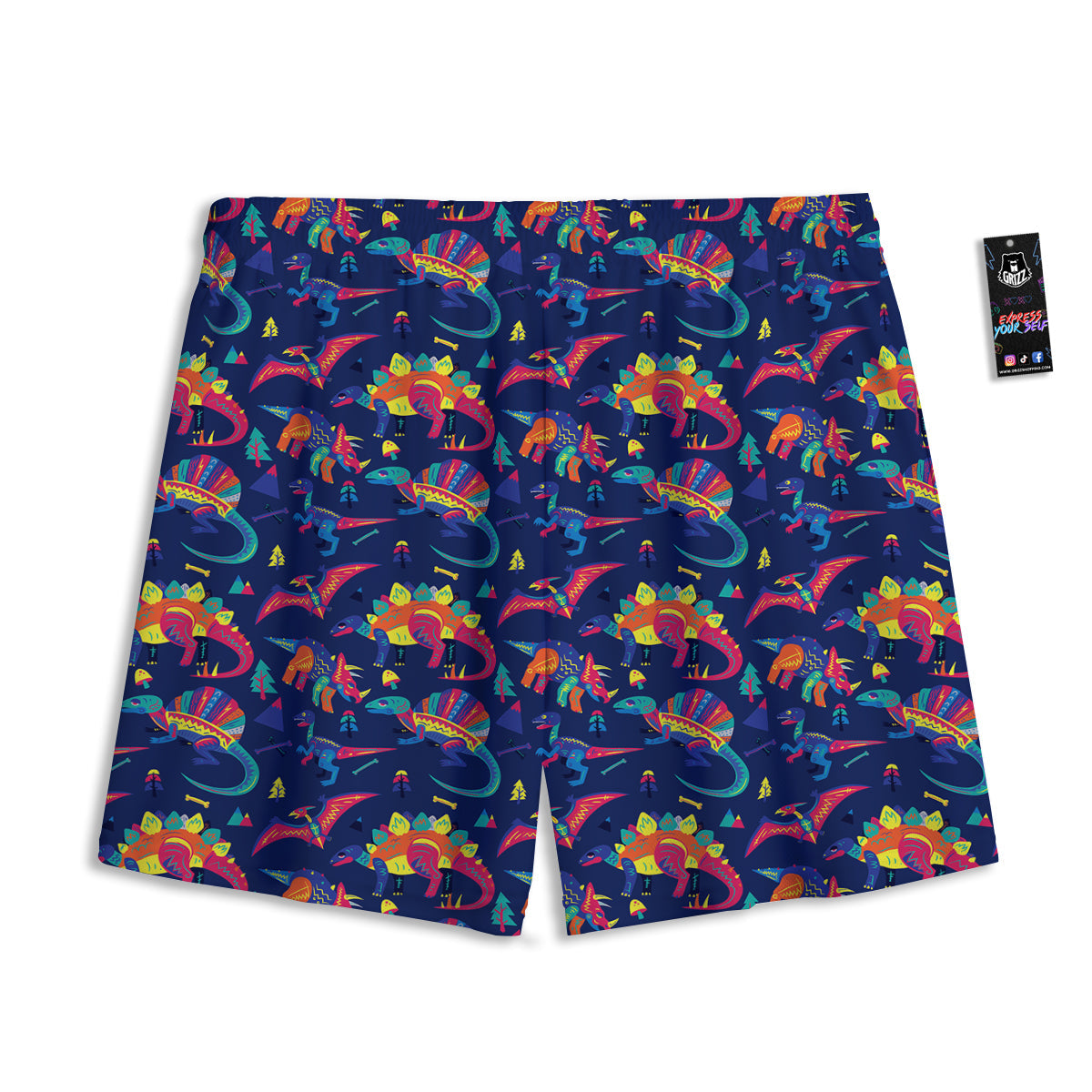 Flower And Tiger Embroidery Print Mesh Shorts