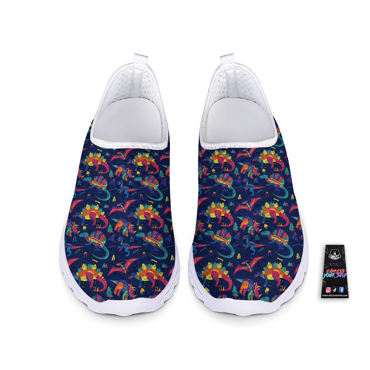 Dinosaurs Cute Colorful Print Pattern Nurse Shoes-grizzshop