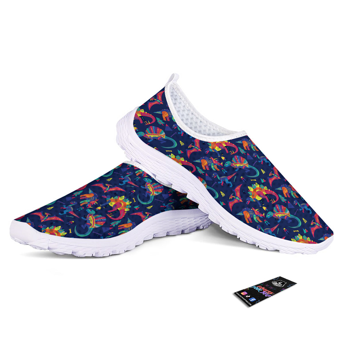 Dinosaurs Cute Colorful Print Pattern Nurse Shoes-grizzshop