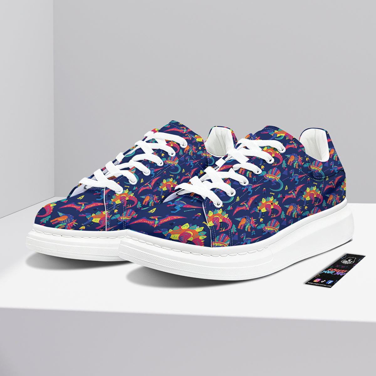 Dinosaurs Cute Colorful Print Pattern Platform Shoes-grizzshop