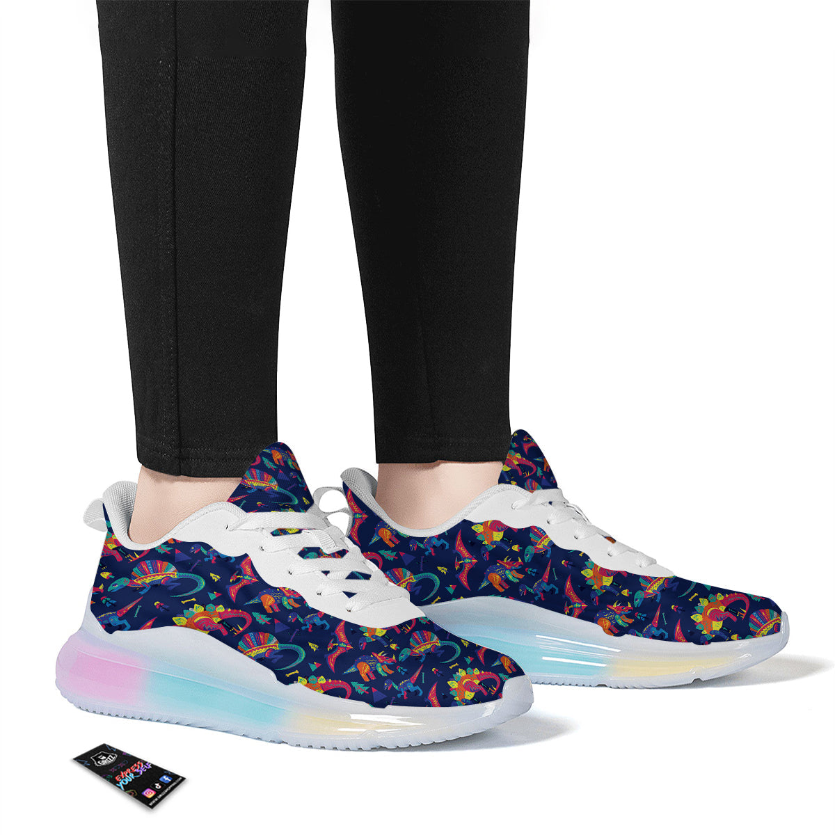 Dinosaurs Cute Colorful Print Pattern Running Sneakers-grizzshop