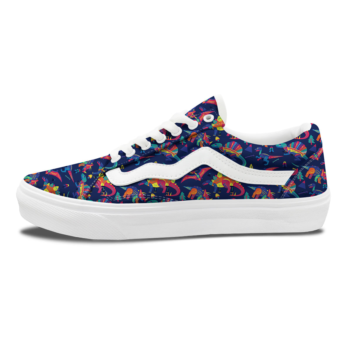 Dinosaurs Cute Colorful Print Pattern Skate Shoes-grizzshop