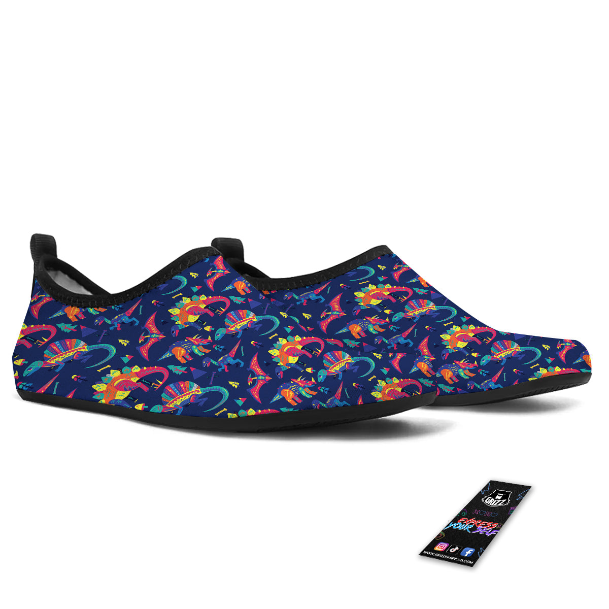 Dinosaurs Cute Colorful Print Pattern Water Shoes-grizzshop