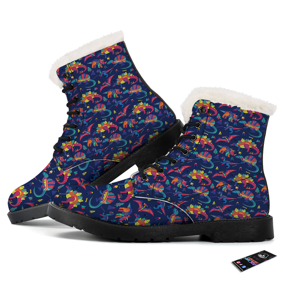 Dinosaurs Cute Colorful Print Pattern Winter Boots-grizzshop