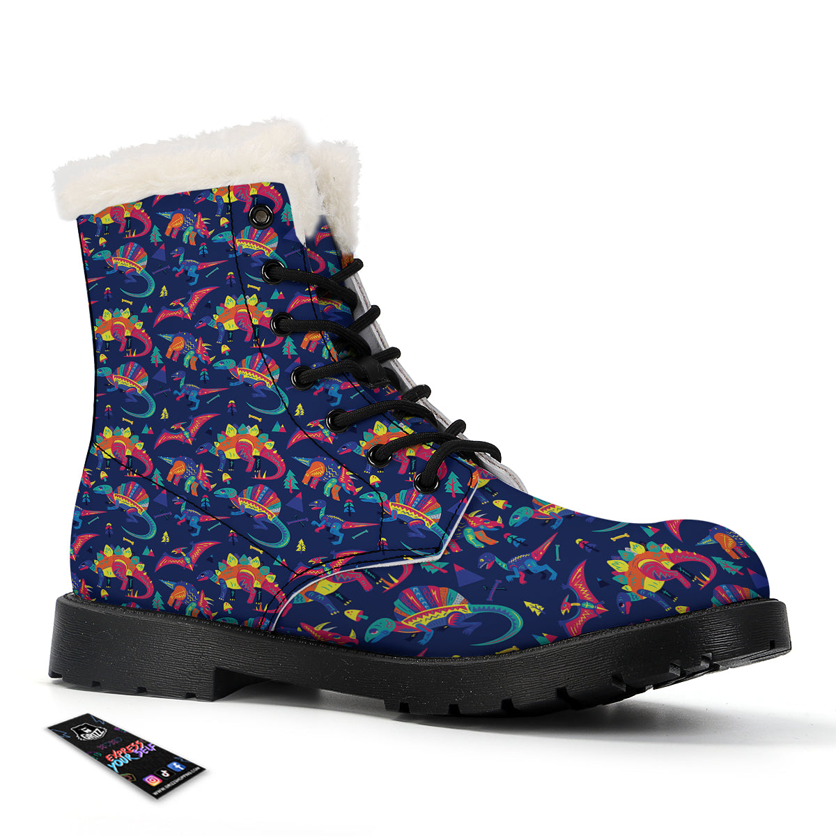 Dinosaurs Cute Colorful Print Pattern Winter Boots-grizzshop