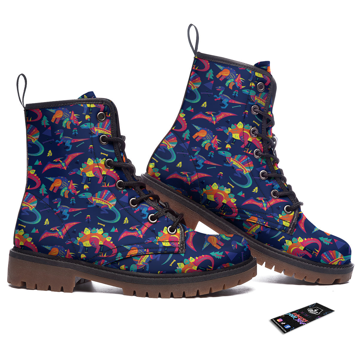 Dinosaurs Cute Colorful Print Pattern Work Boots-grizzshop