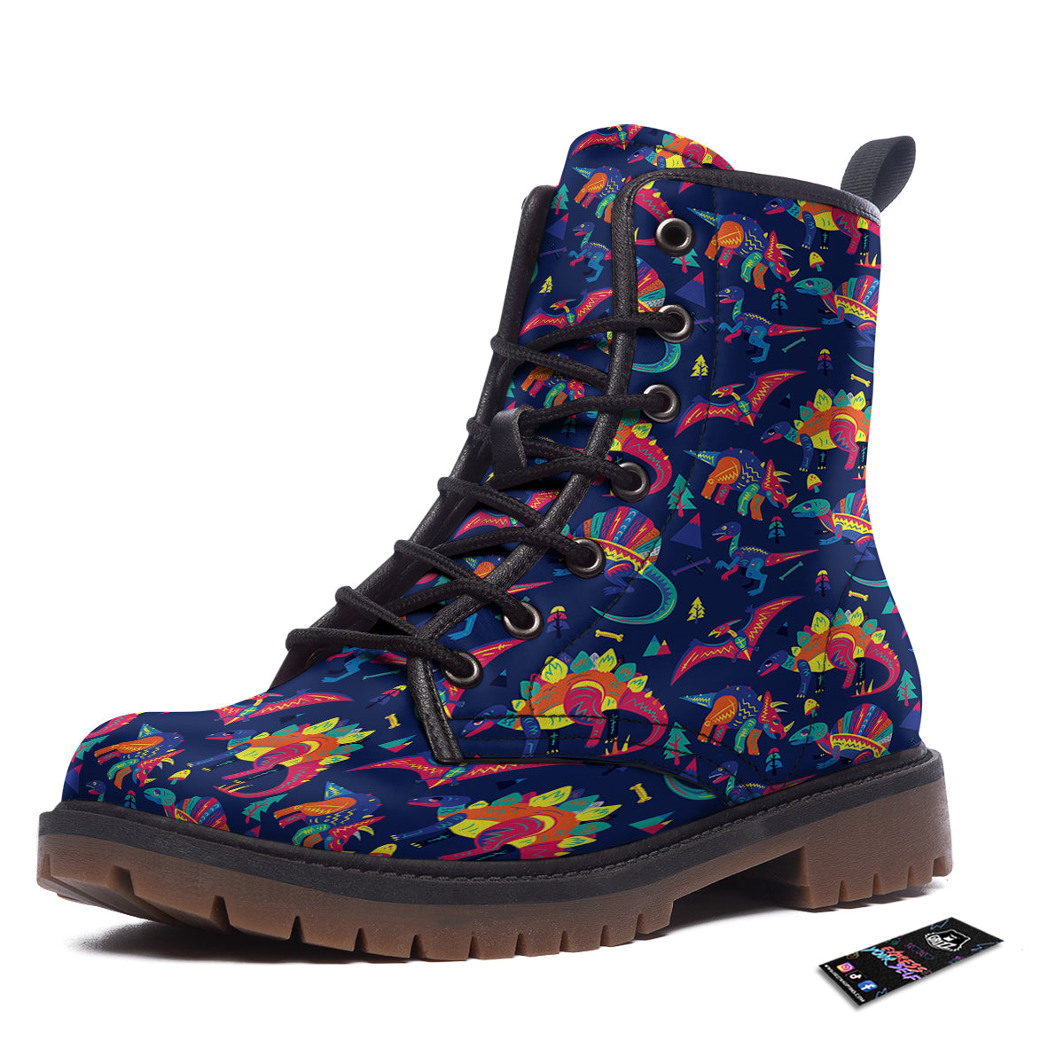 Dinosaurs Cute Colorful Print Pattern Work Boots-grizzshop