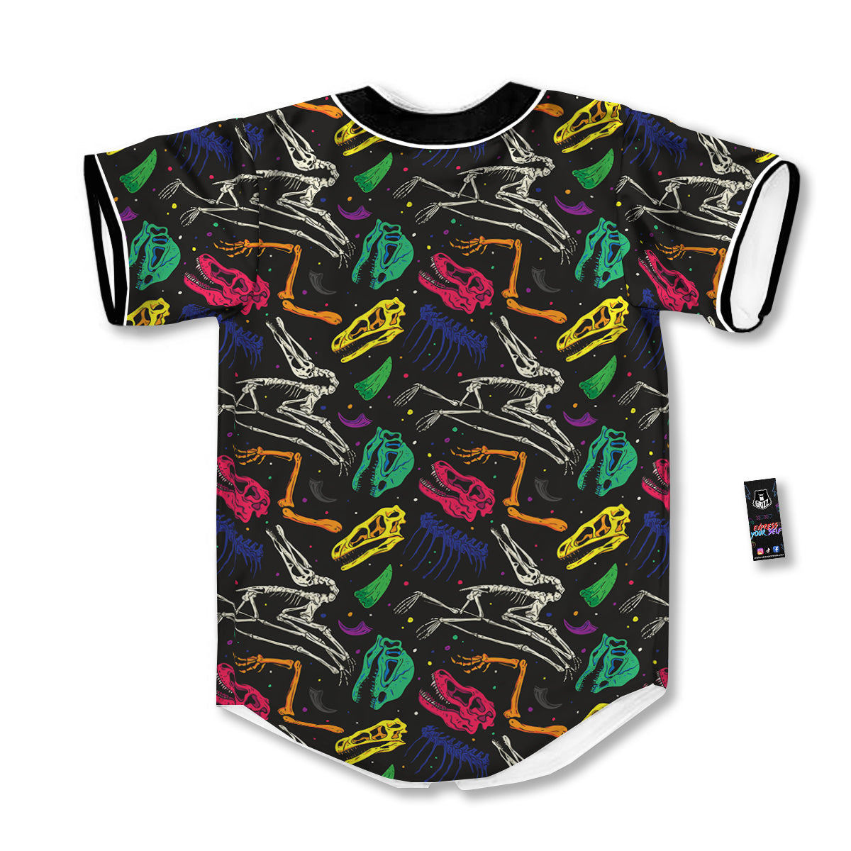 Dinosaurs Fossil Colorful Print Pattern Baseball Jersey-grizzshop