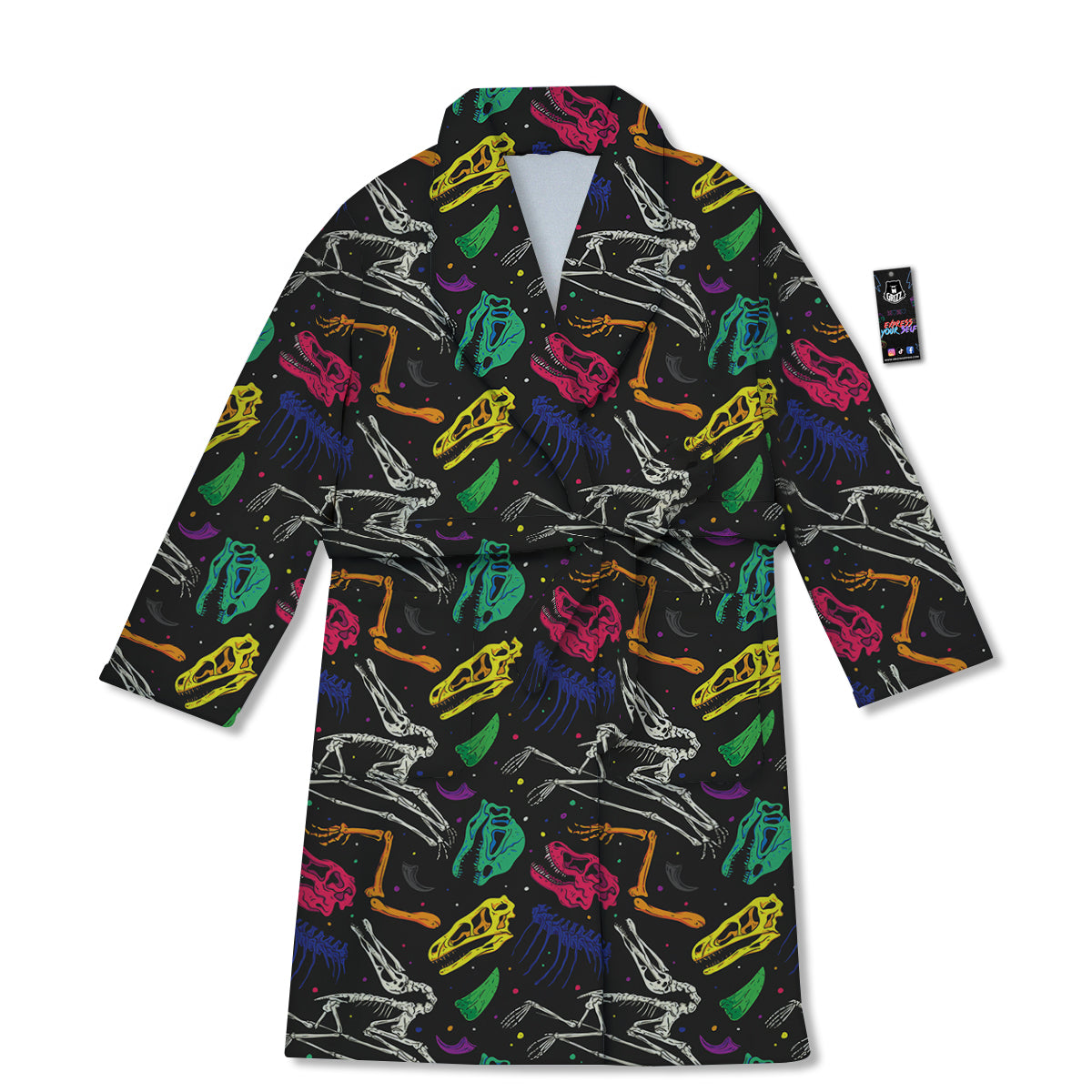 Dinosaurs Fossil Colorful Print Pattern Bathrobe-grizzshop