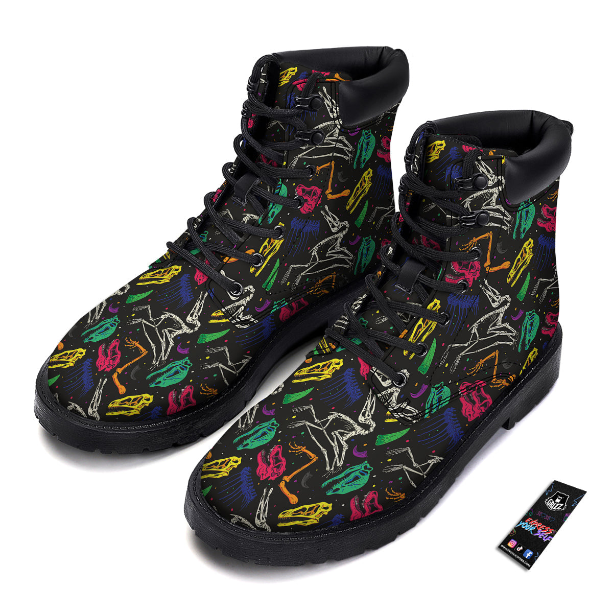 Dinosaurs Fossil Colorful Print Pattern Boots-grizzshop