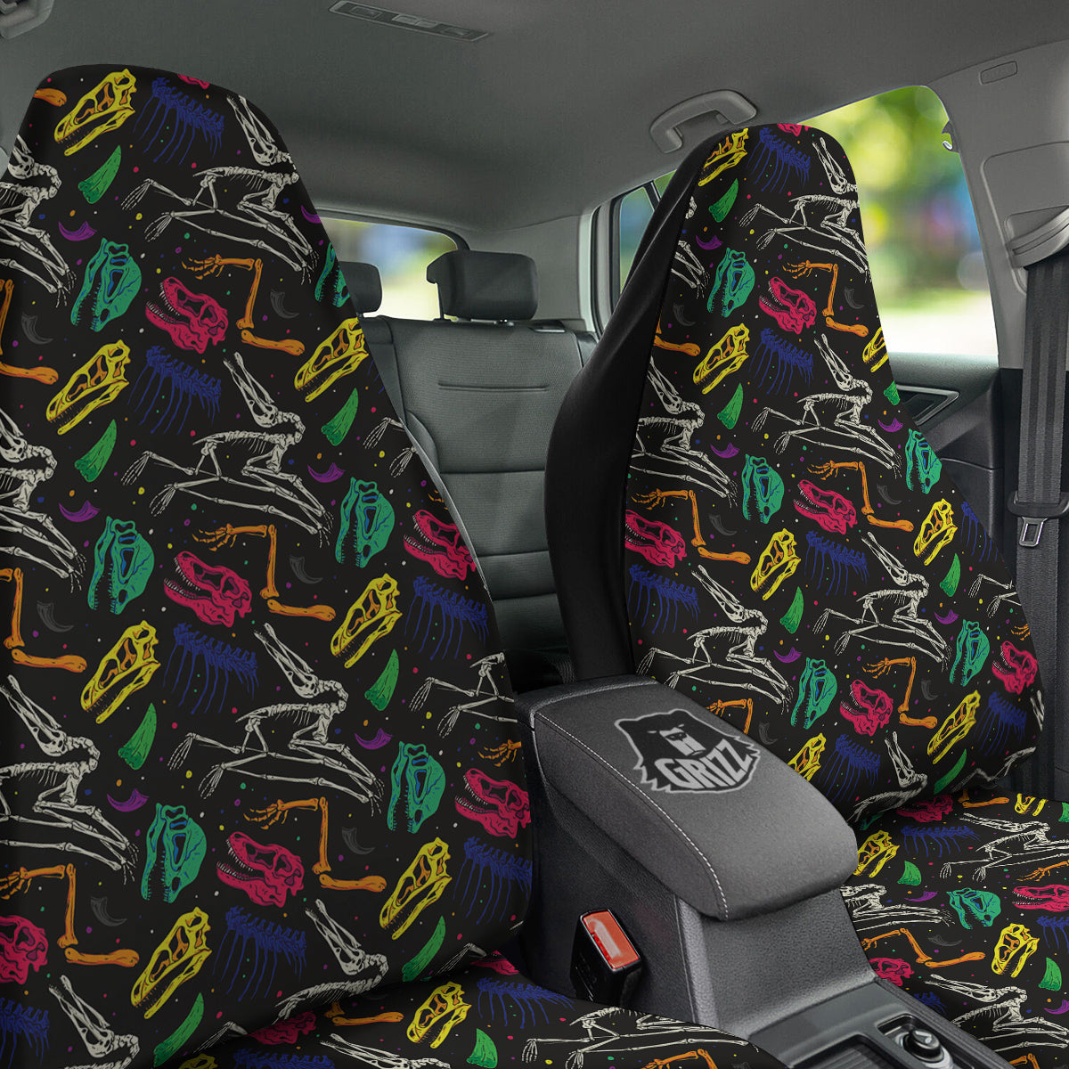 Dinosaurs Fossil Colorful Print Pattern Car Seat Covers-grizzshop