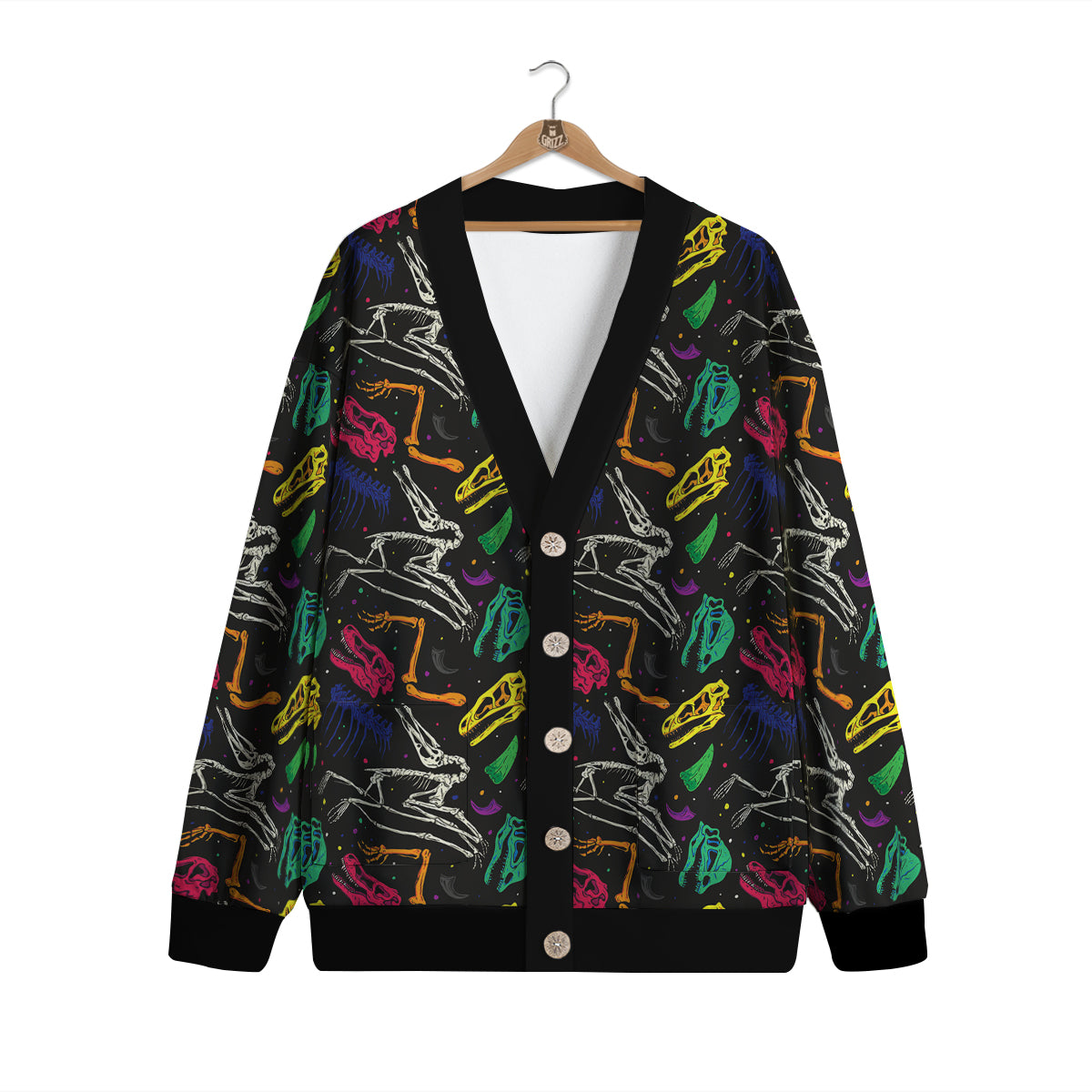 Dinosaurs Fossil Colorful Print Pattern Cardigan-grizzshop