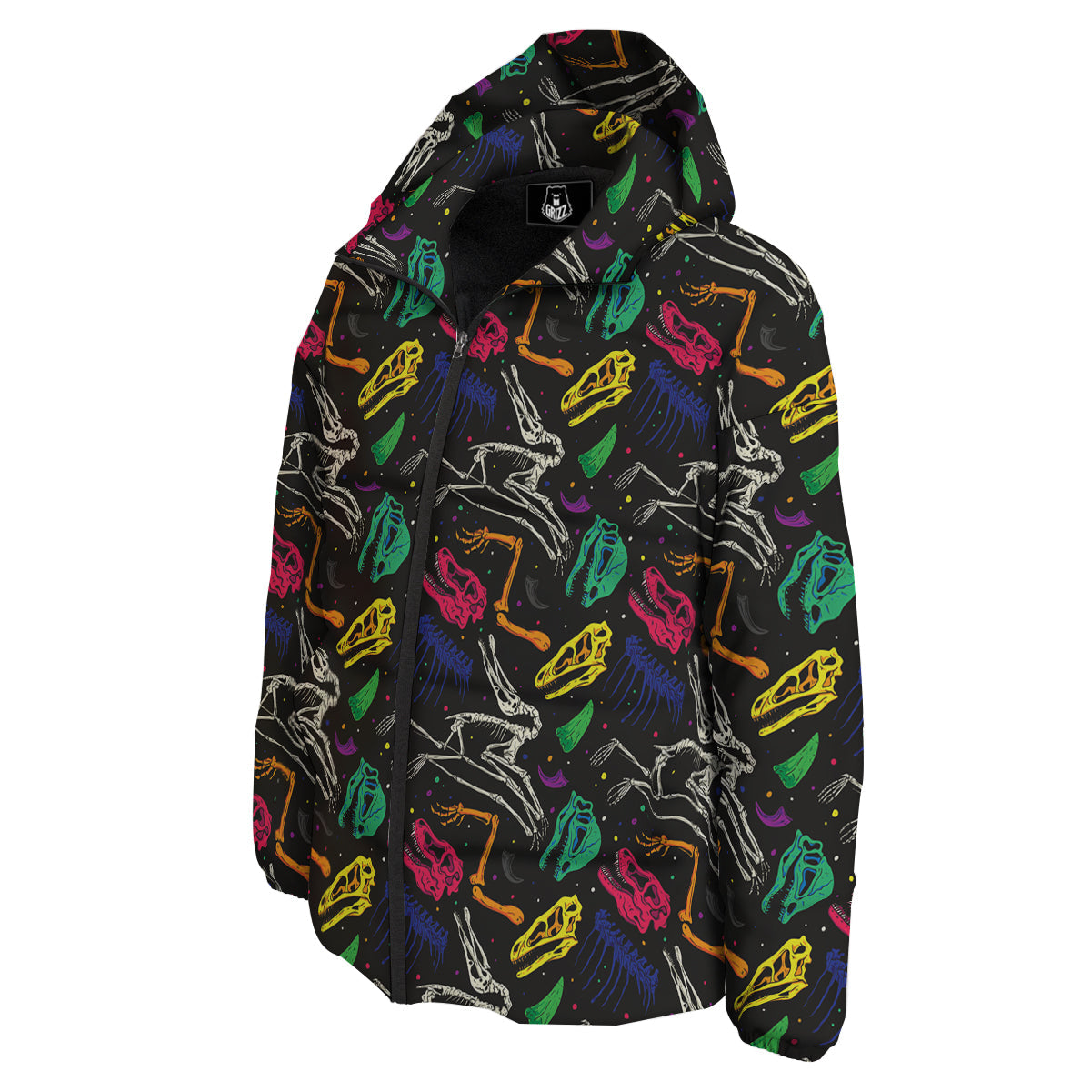 Dinosaurs Fossil Colorful Print Pattern Down Jacket-grizzshop