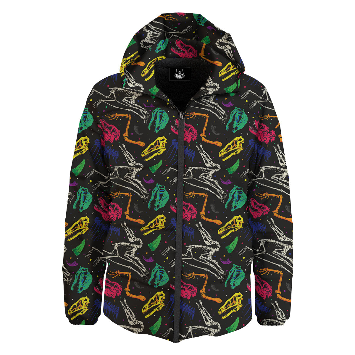 Dinosaurs Fossil Colorful Print Pattern Down Jacket-grizzshop