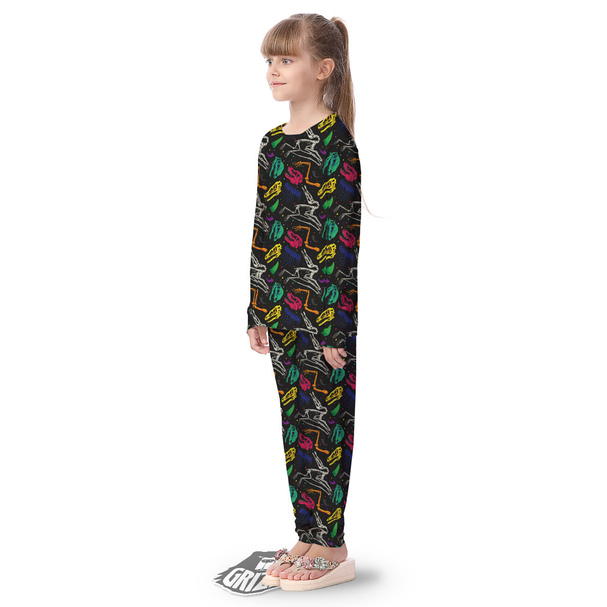 Dinosaurs Fossil Colorful Print Pattern Kid's Pajamas-grizzshop