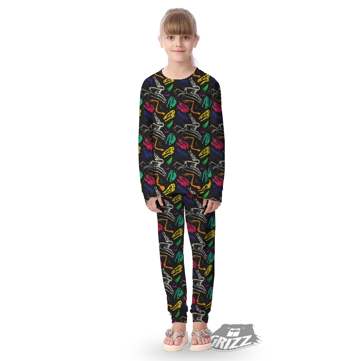 Dinosaurs Fossil Colorful Print Pattern Kid's Pajamas-grizzshop