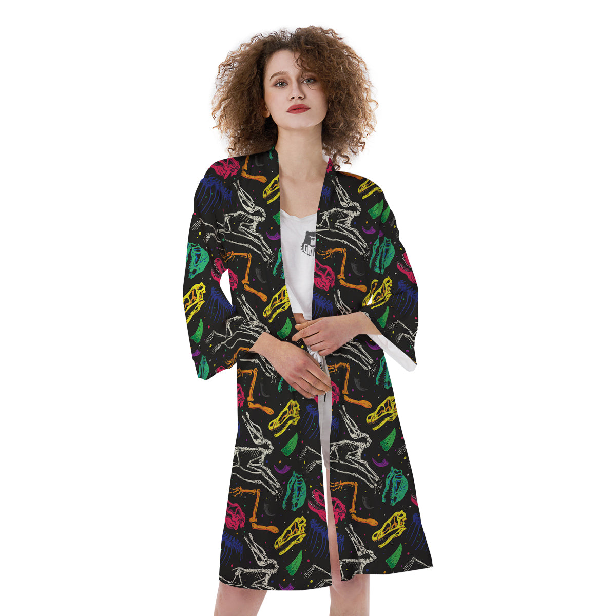 Dinosaurs Fossil Colorful Print Pattern Kimono-grizzshop