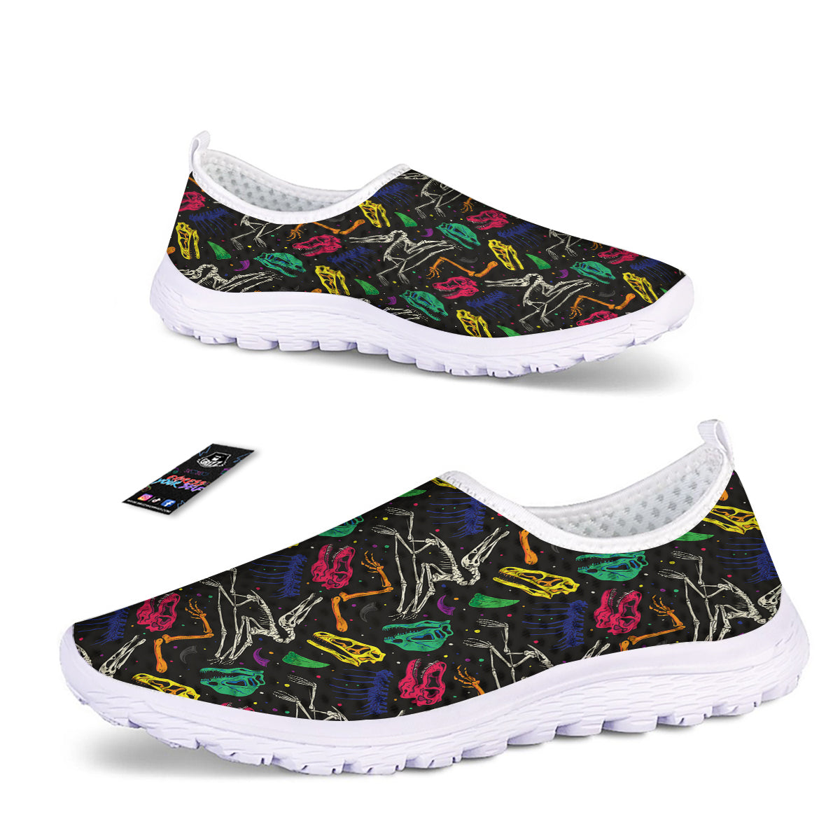 Dinosaurs Fossil Colorful Print Pattern Nurse Shoes-grizzshop