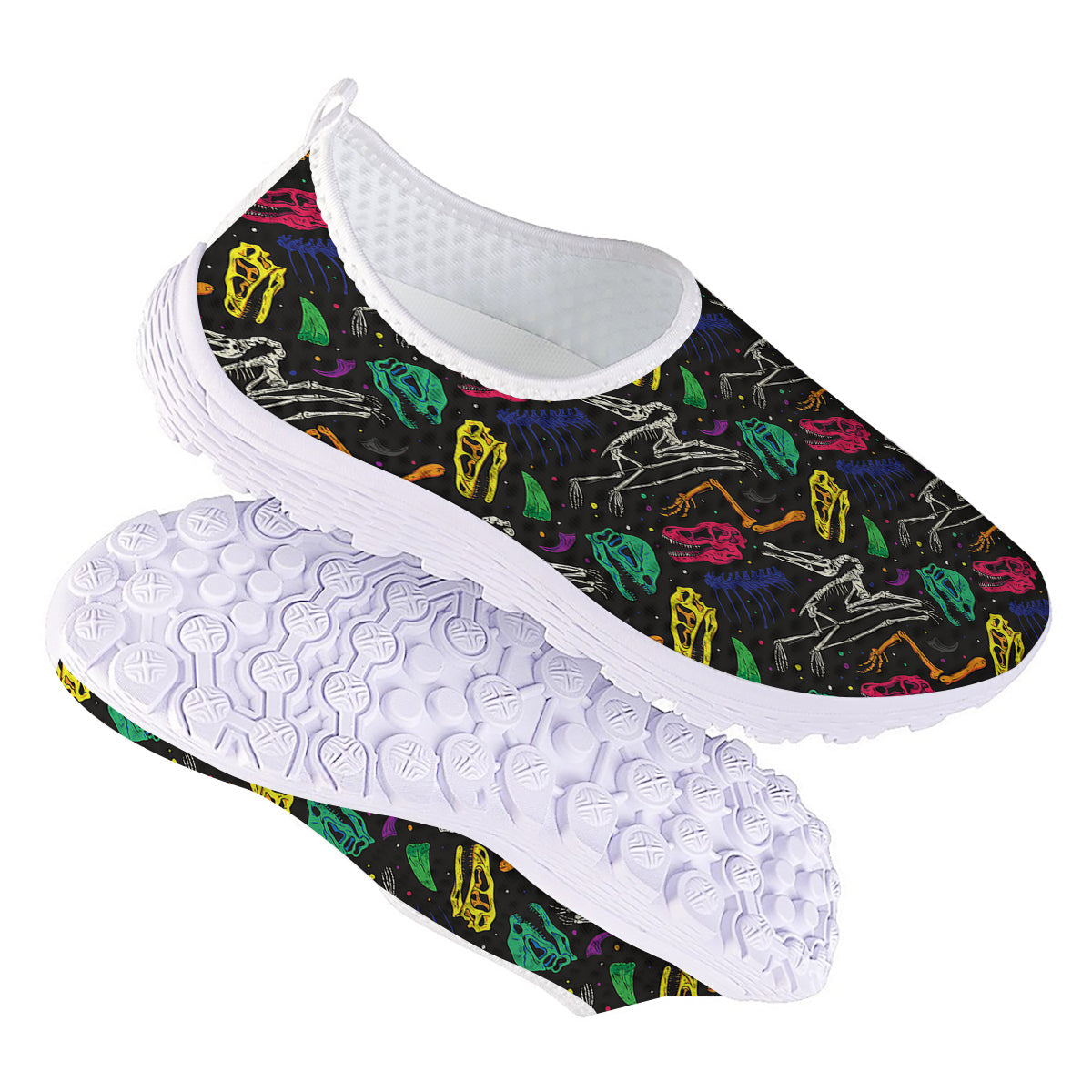 Dinosaurs Fossil Colorful Print Pattern Nurse Shoes-grizzshop