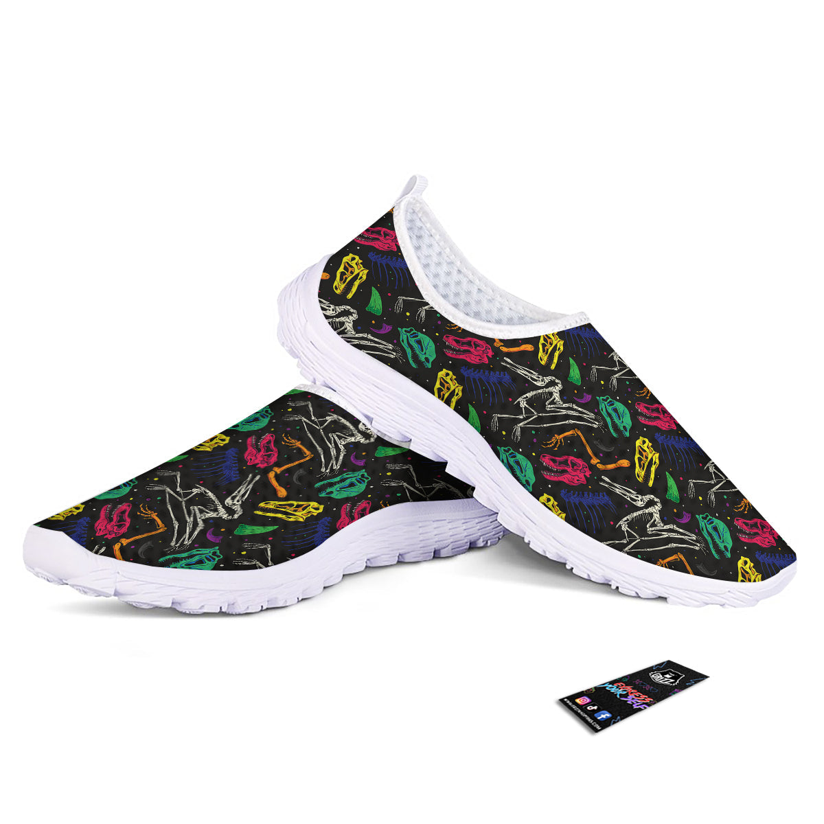 Dinosaurs Fossil Colorful Print Pattern Nurse Shoes-grizzshop