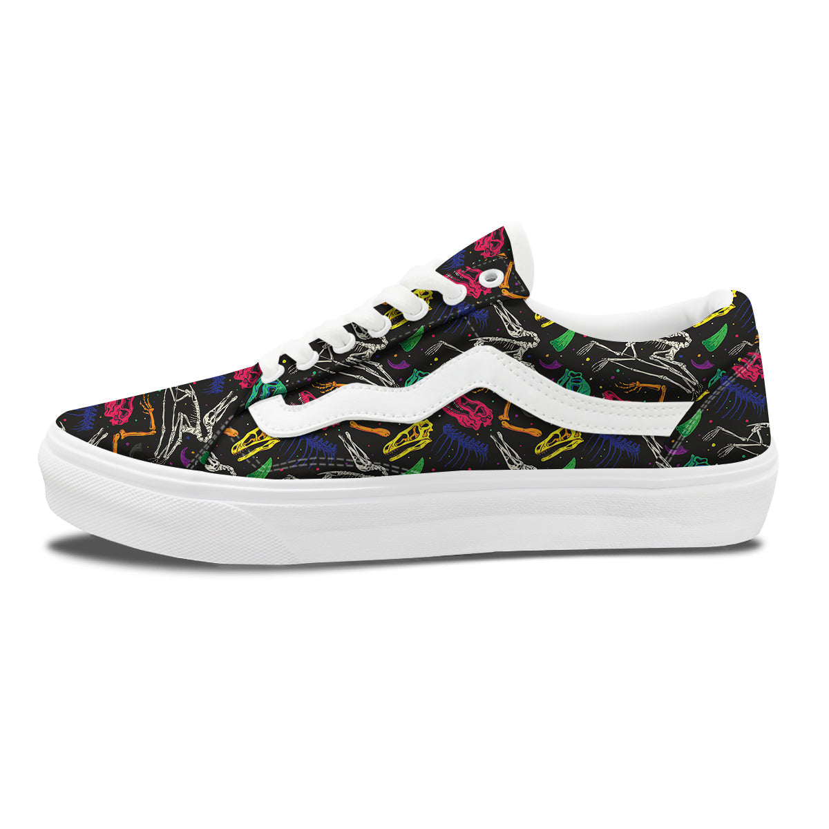 Dinosaurs Fossil Colorful Print Pattern Skate Shoes-grizzshop