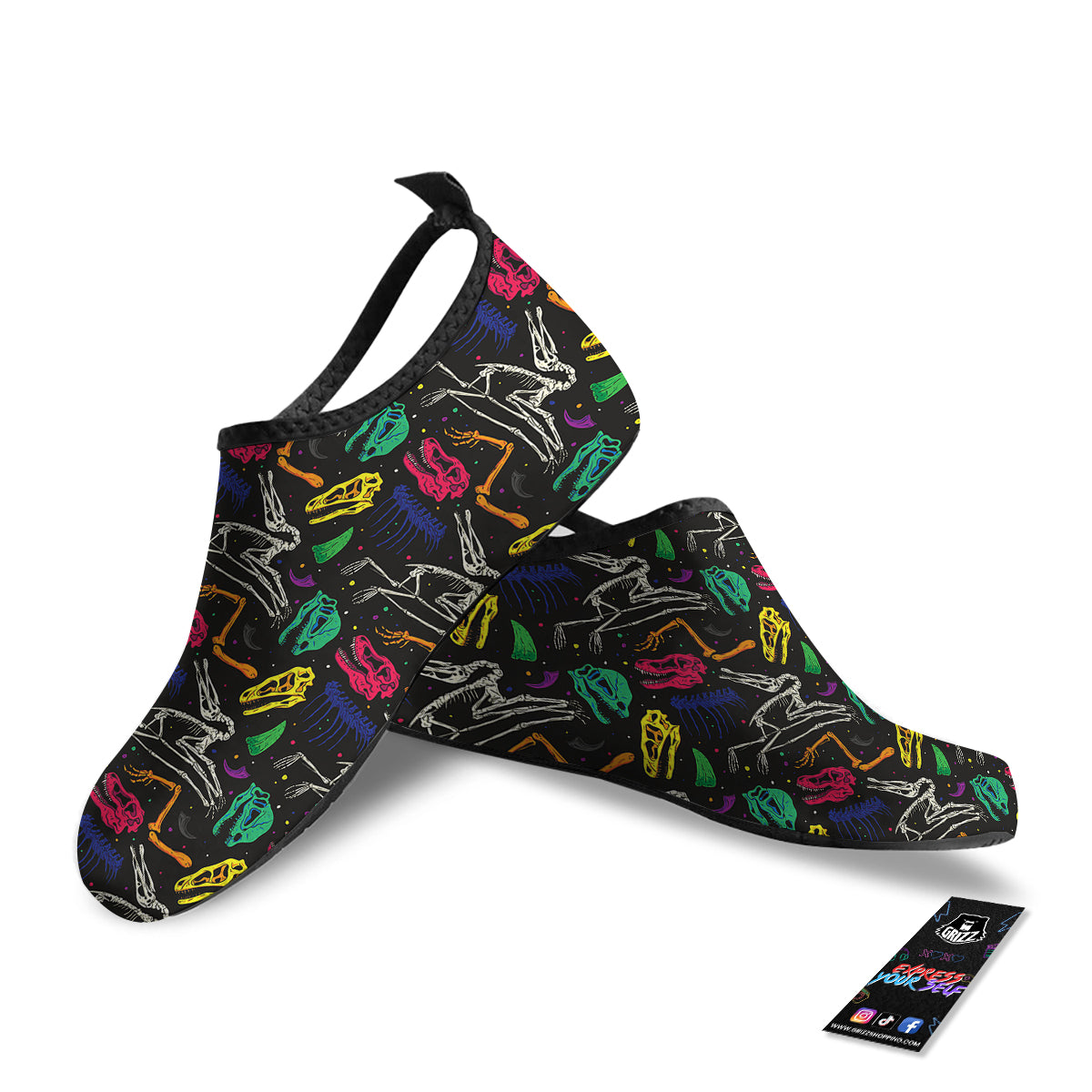 Dinosaurs Fossil Colorful Print Pattern Water Shoes-grizzshop