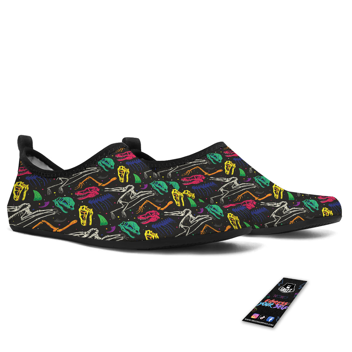 Dinosaurs Fossil Colorful Print Pattern Water Shoes-grizzshop