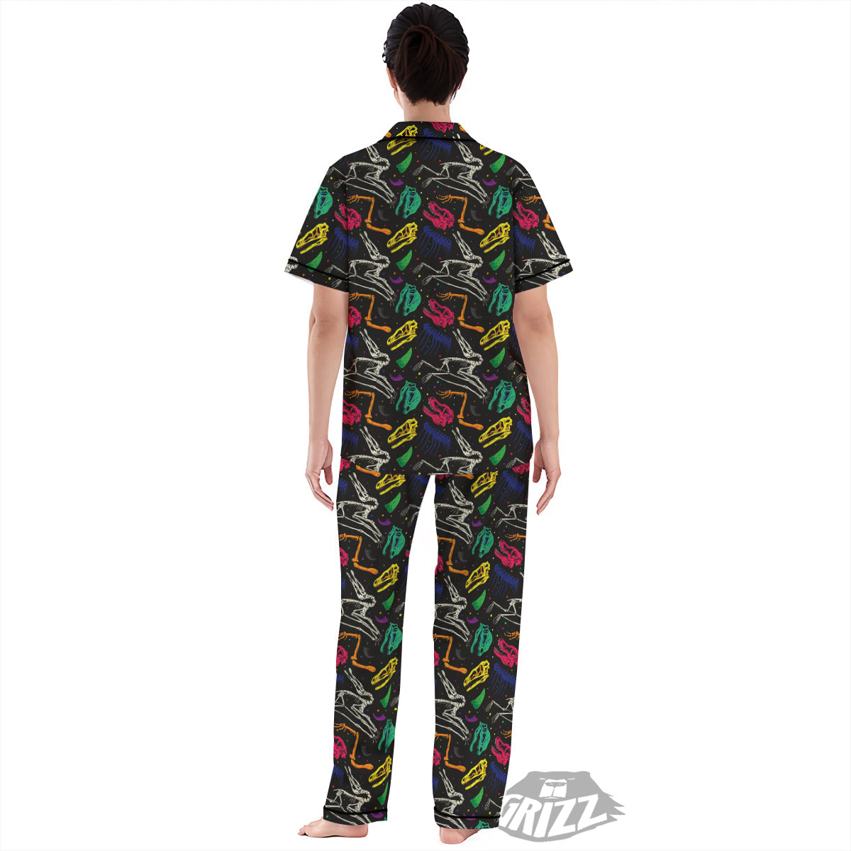 Dinosaurs Fossil Colorful Print Pattern Women's Pajamas Set-grizzshop