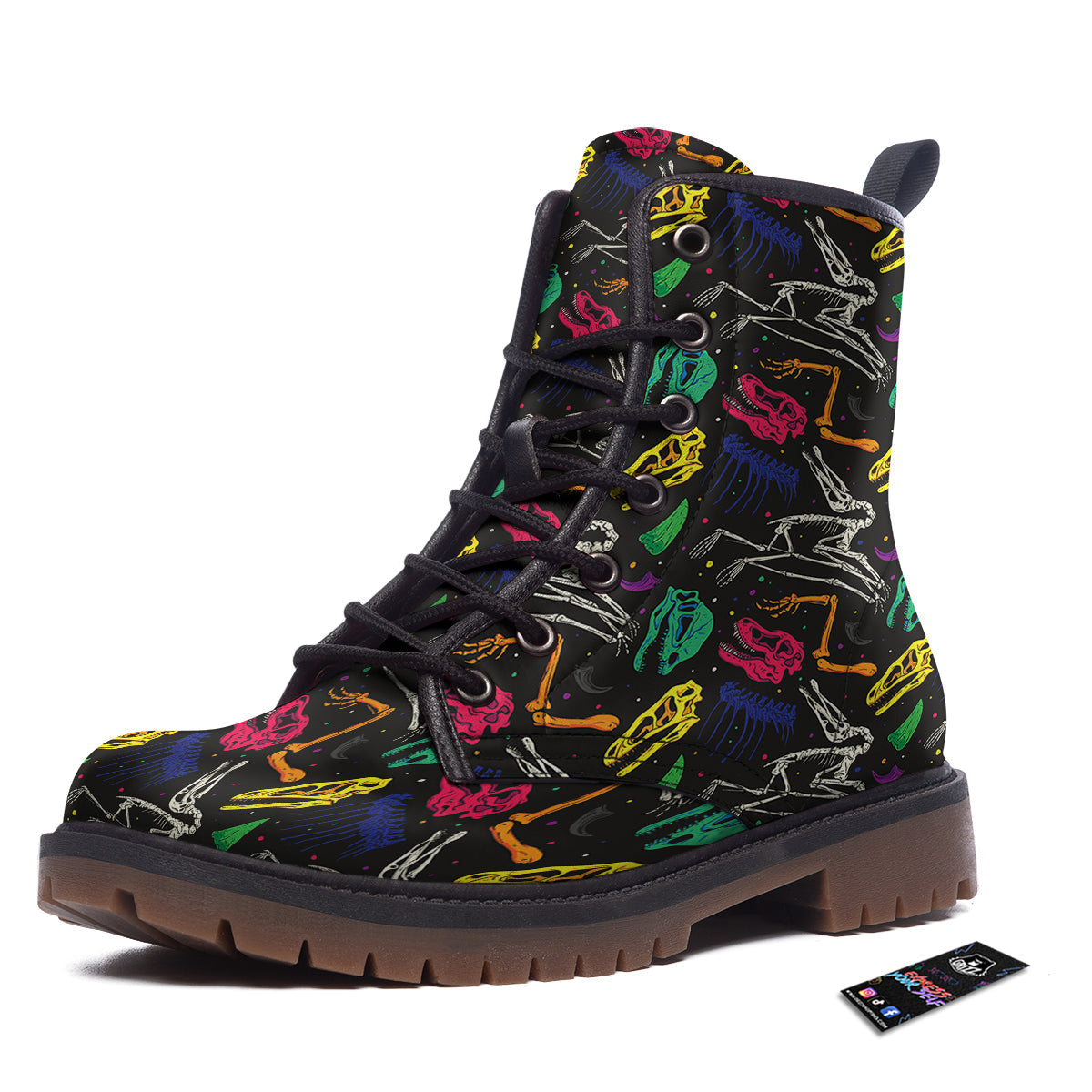 Dinosaurs Fossil Colorful Print Pattern Work Boots-grizzshop