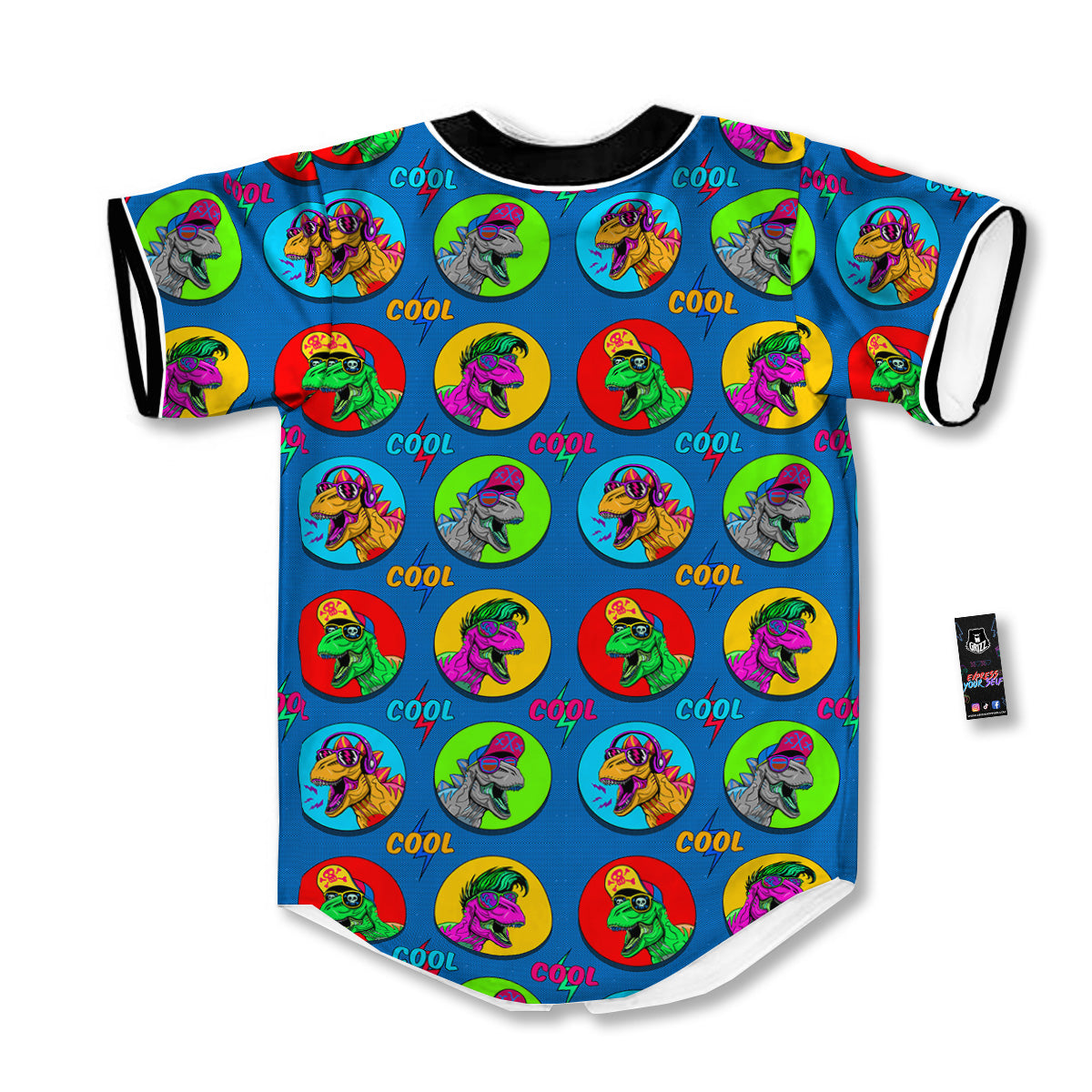 Dinosaurs Pop Art Print Pattern Baseball Jersey-grizzshop