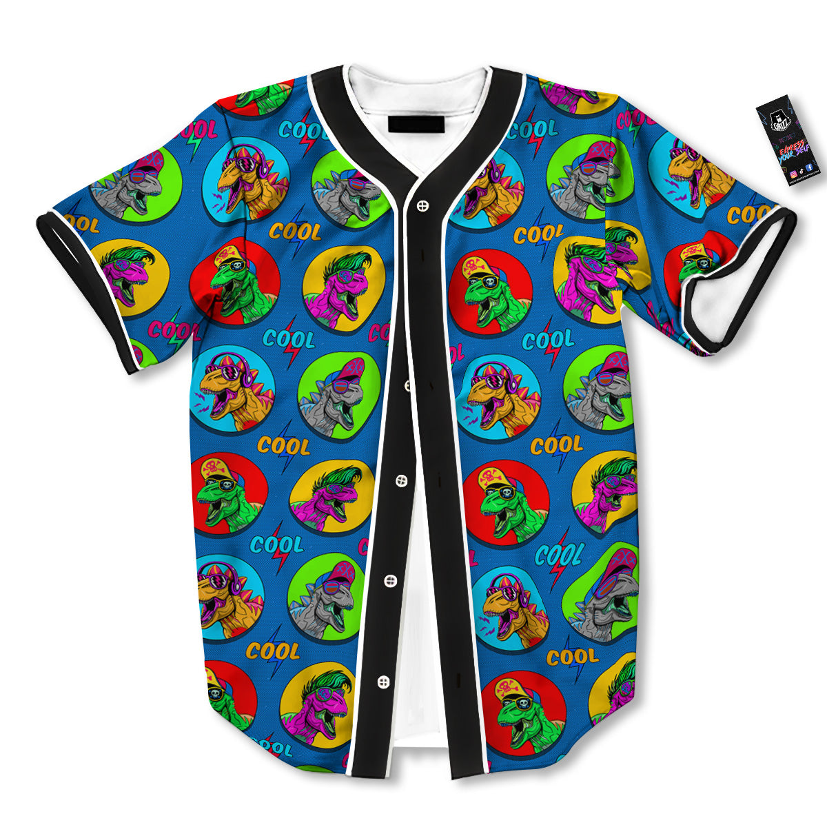 Dinosaurs Pop Art Print Pattern Baseball Jersey-grizzshop