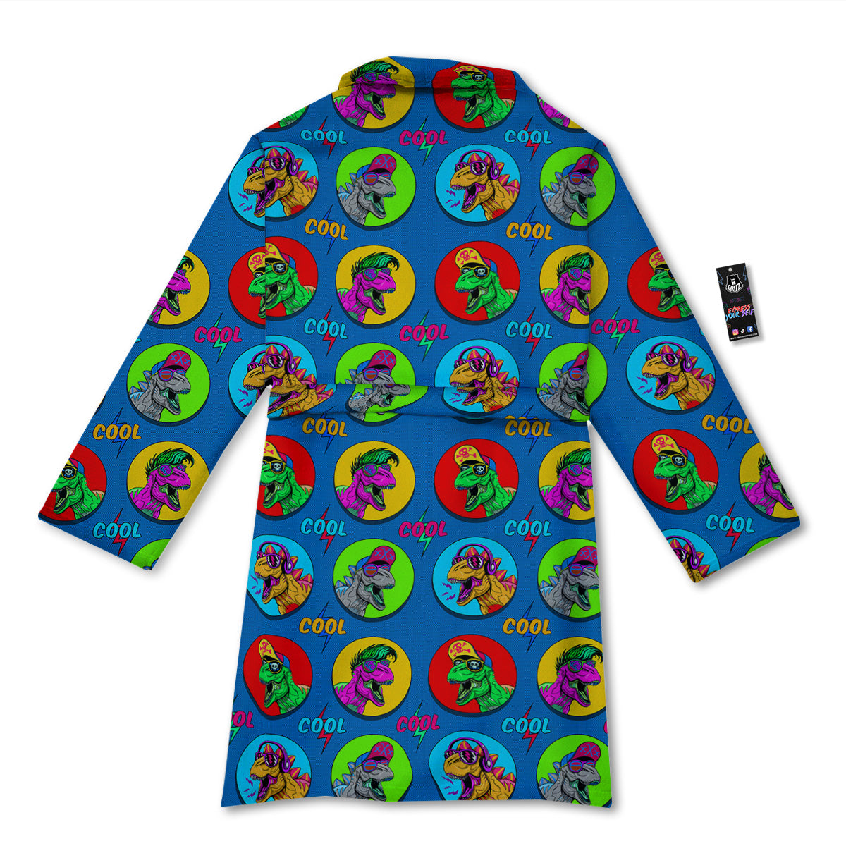 Dinosaurs Pop Art Print Pattern Bathrobe-grizzshop
