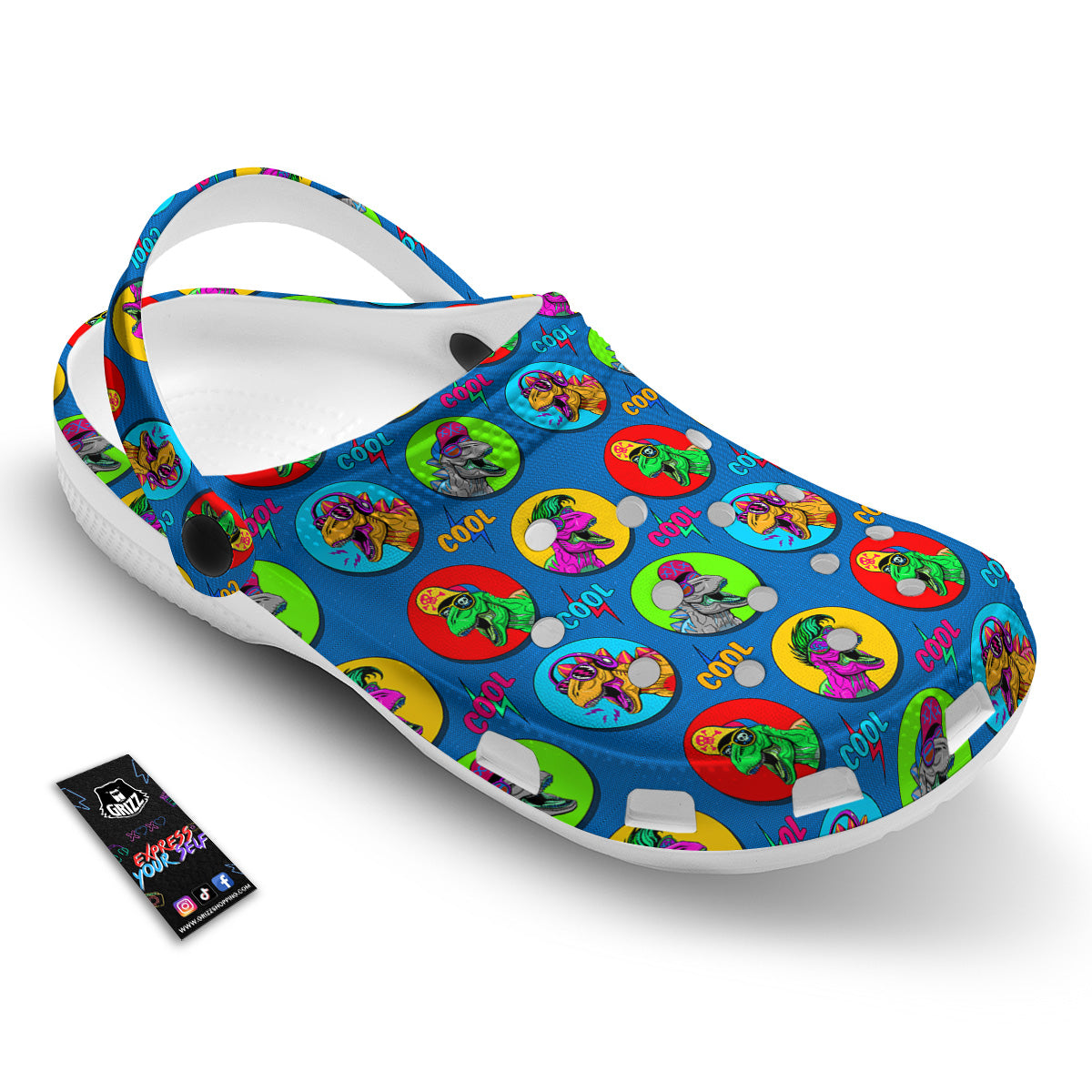 Dinosaurs Pop Art Print Pattern Clog-grizzshop