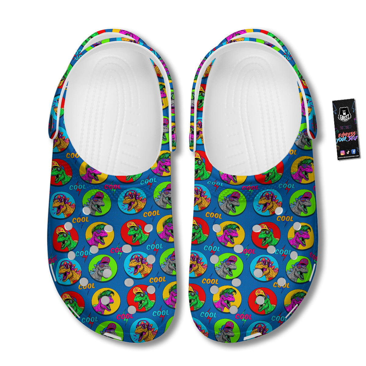 Dinosaurs Pop Art Print Pattern Clog-grizzshop