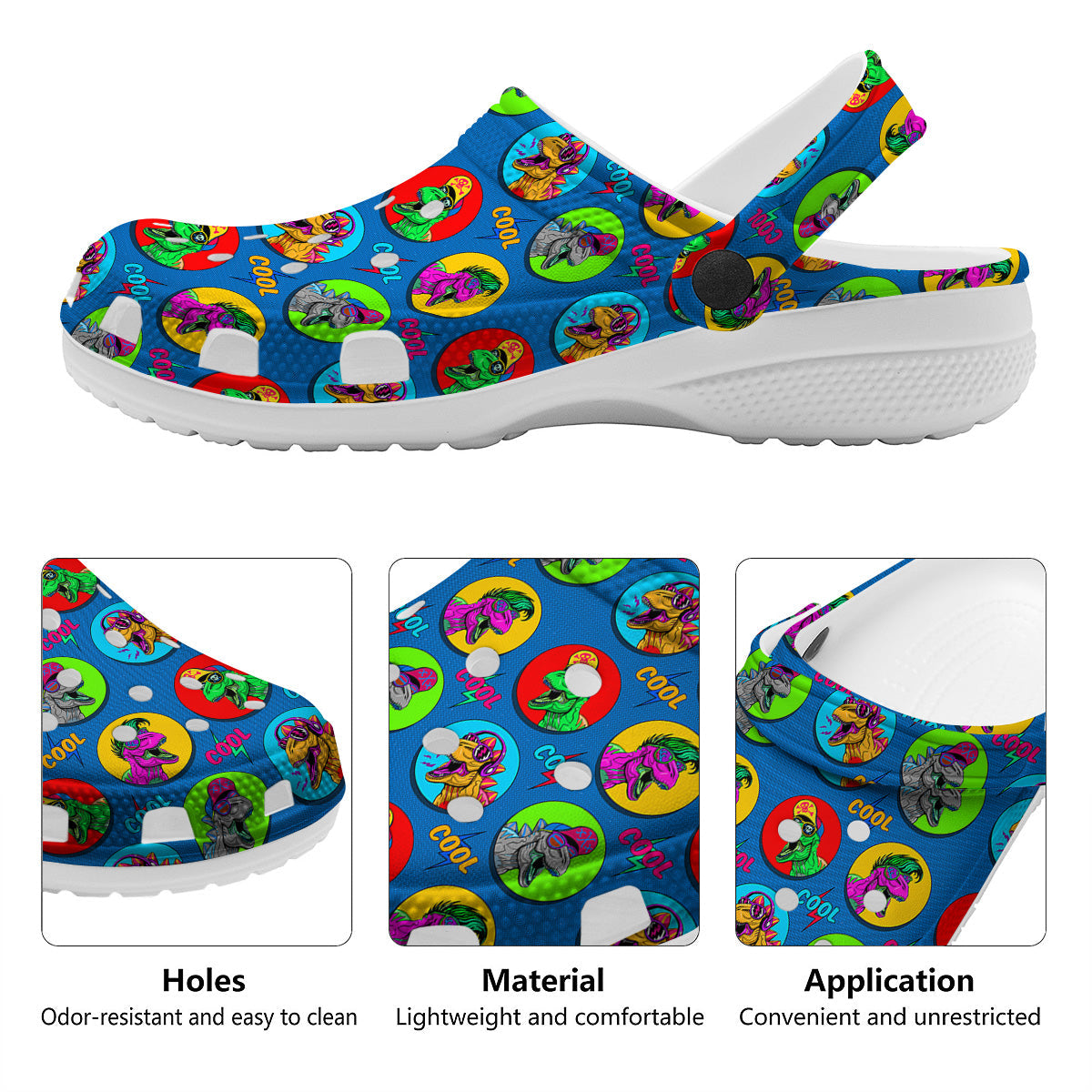 Dinosaurs Pop Art Print Pattern Clog-grizzshop