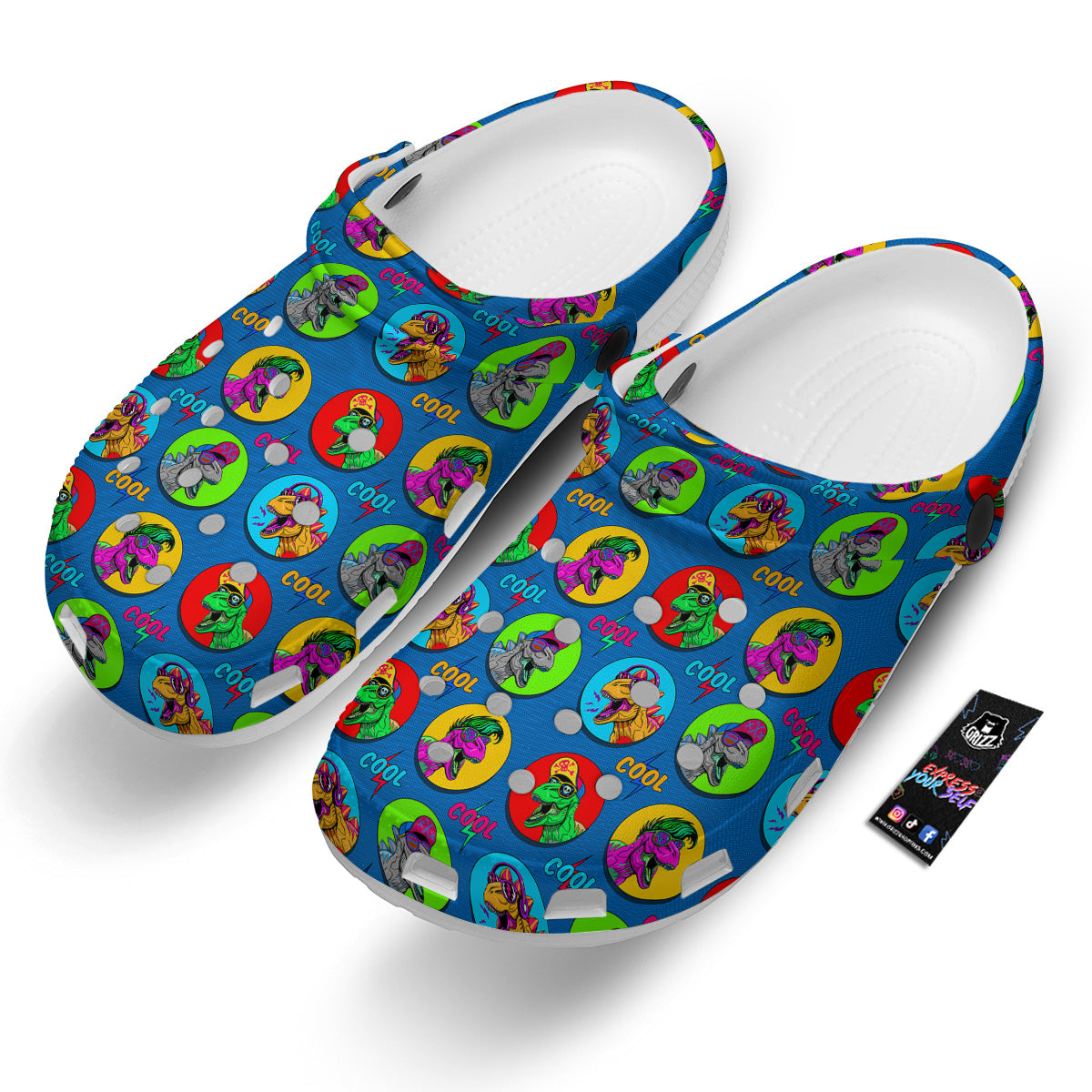 Dinosaurs Pop Art Print Pattern Clog-grizzshop