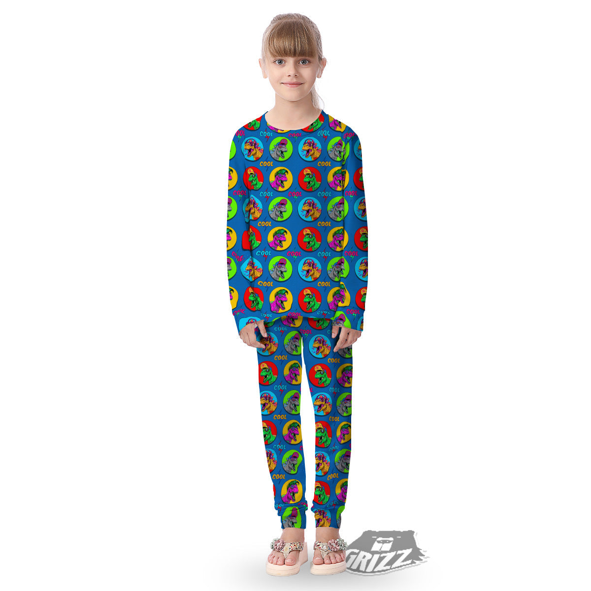 Dinosaurs Pop Art Print Pattern Kid's Pajamas-grizzshop