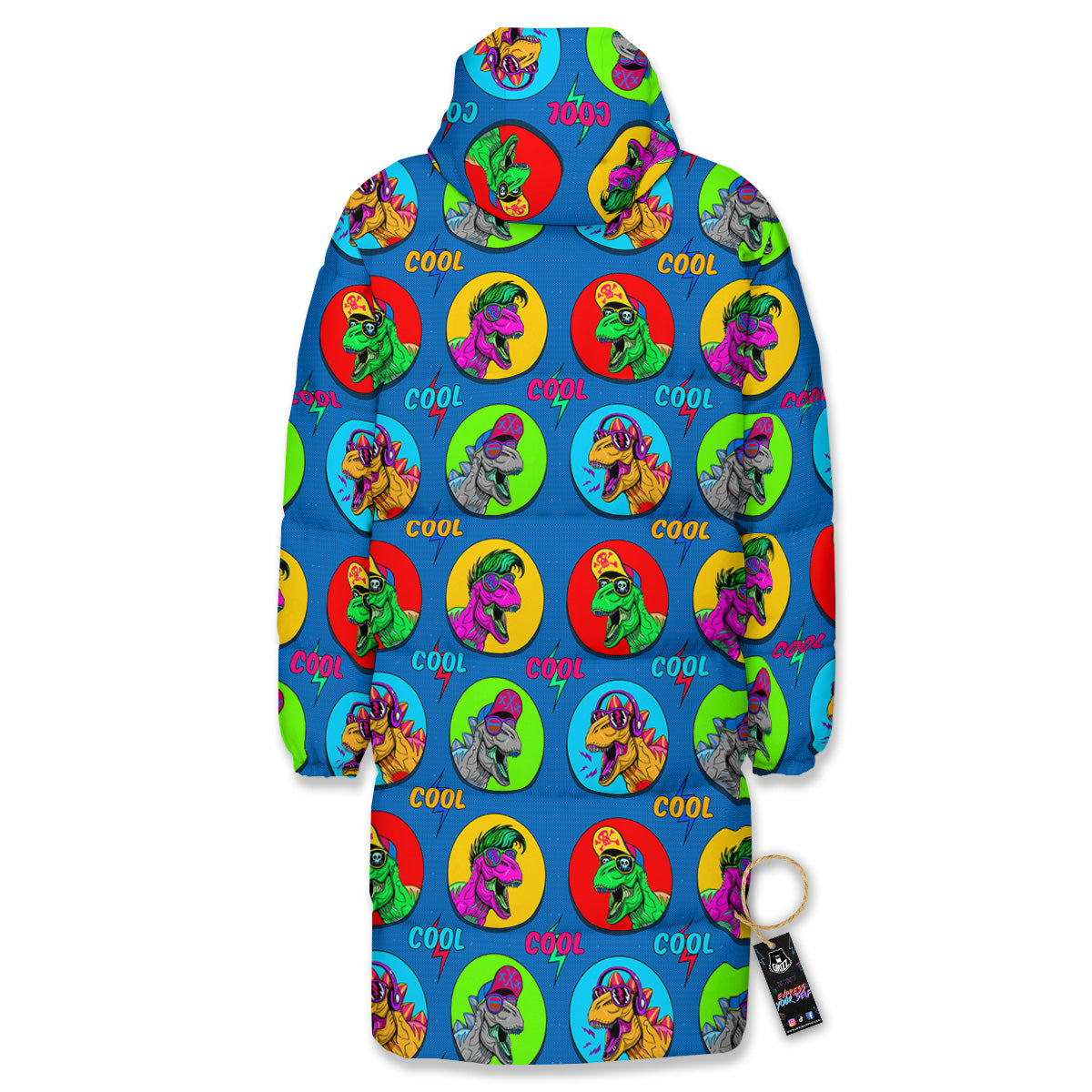 Dinosaurs Pop Art Print Pattern Long Down Jacket-grizzshop