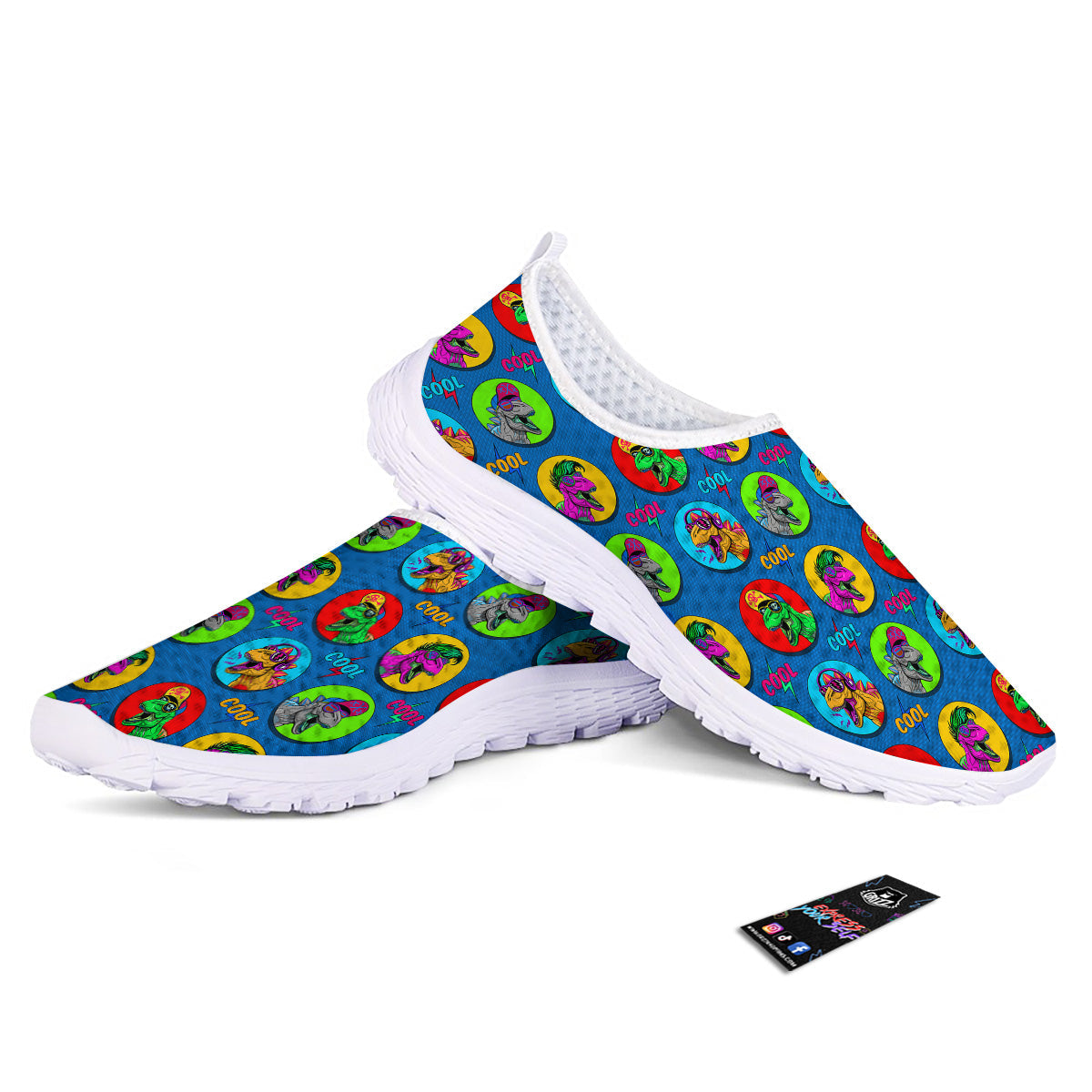 Dinosaurs Pop Art Print Pattern Nurse Shoes-grizzshop