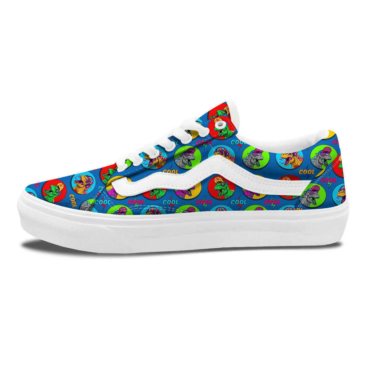 Dinosaurs Pop Art Print Pattern Skate Shoes-grizzshop
