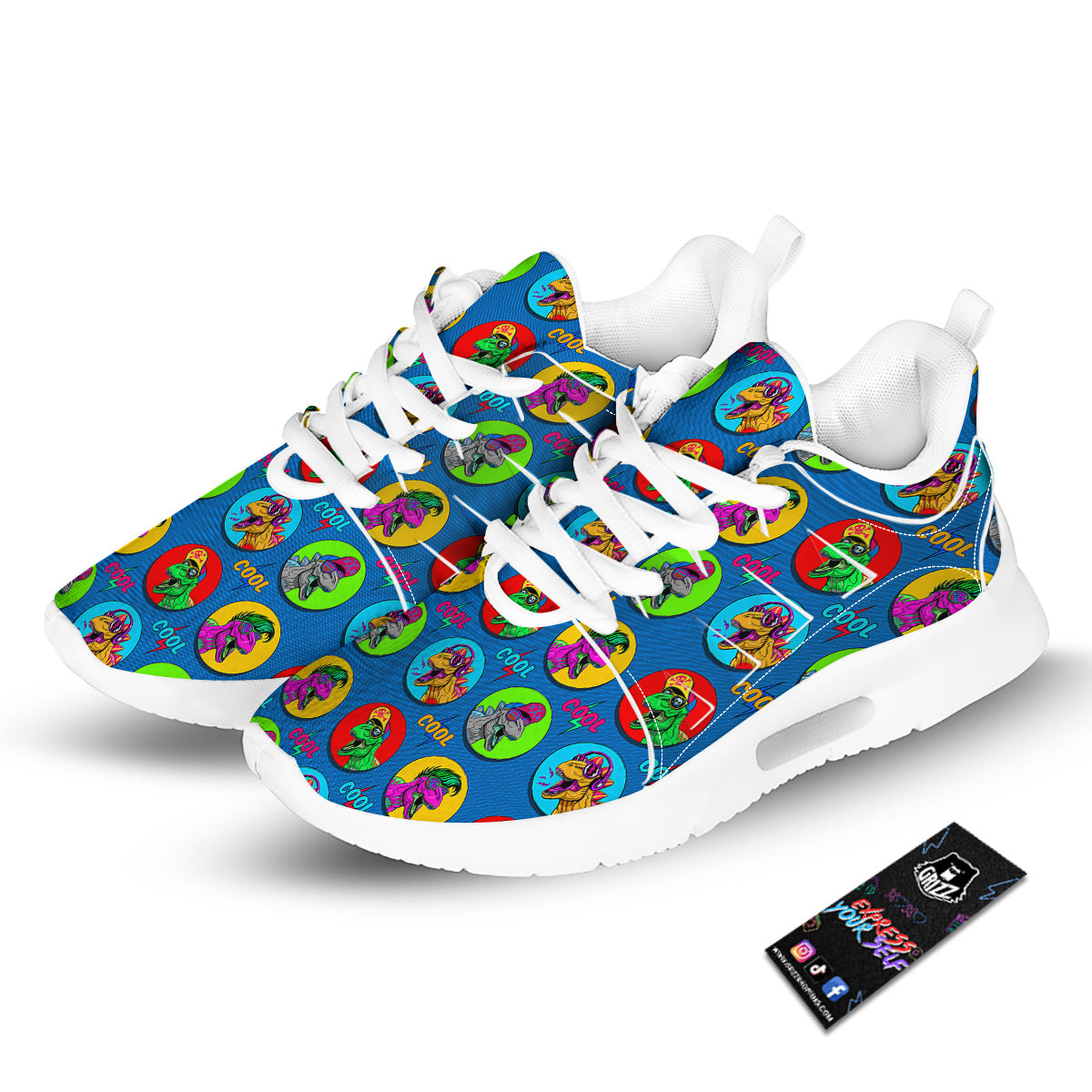 Dinosaurs Pop Art Print Pattern Tennis Shoes-grizzshop
