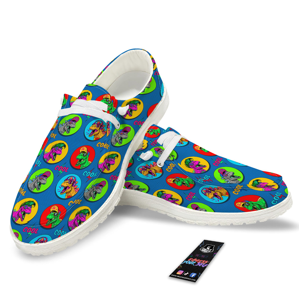 Dinosaurs Pop Art Print Pattern White Loafers-grizzshop