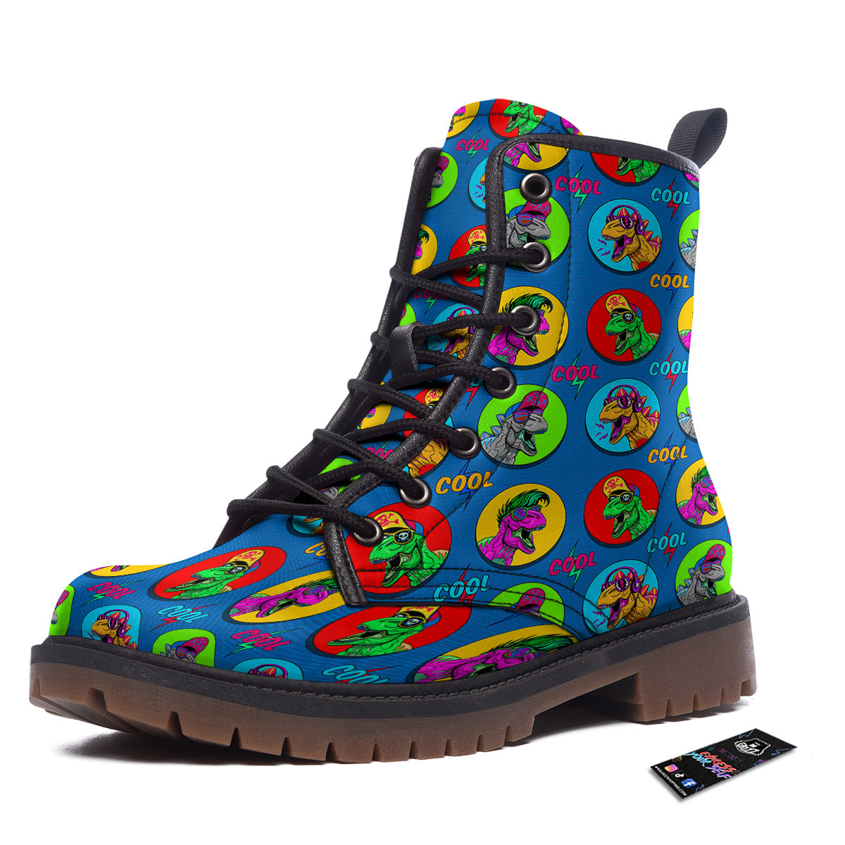 Dinosaurs Pop Art Print Pattern Work Boots-grizzshop